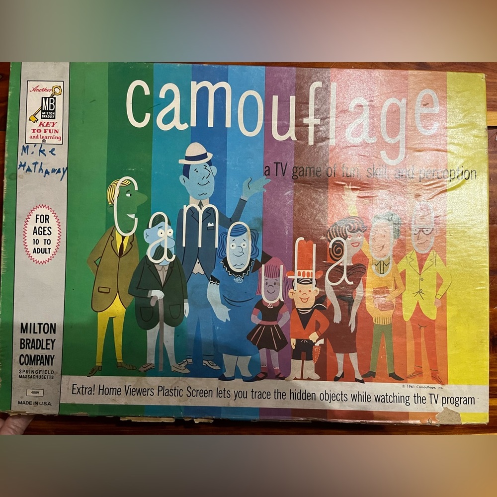 Vintage Camouflage TV Game of Fun Skill Perception #4009 Milton Bradley 1961